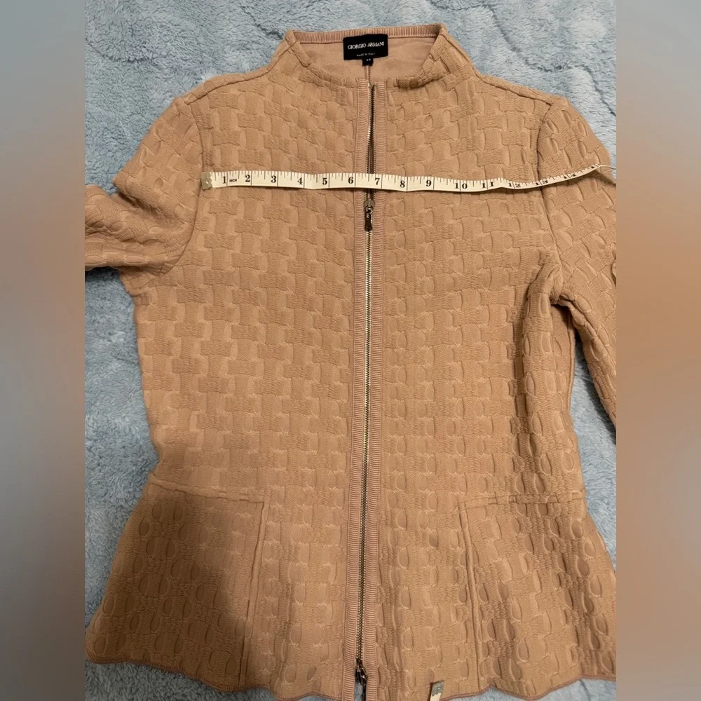 Giorgio Armani Black Label Womens 44 Pink Mock Neck Jacket Full Zip - Picture 6 of 14
